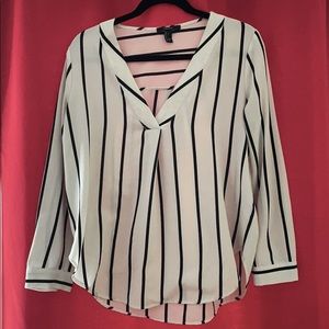V - Neck, White with black stripes dress shirt